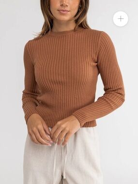 Rhythm Classic Knit Long Sleeve Top Cinnamon